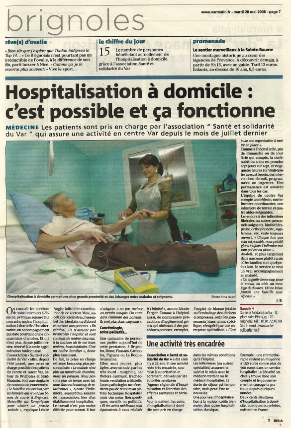 soins a domicile apres hospitalisation Brignoles article