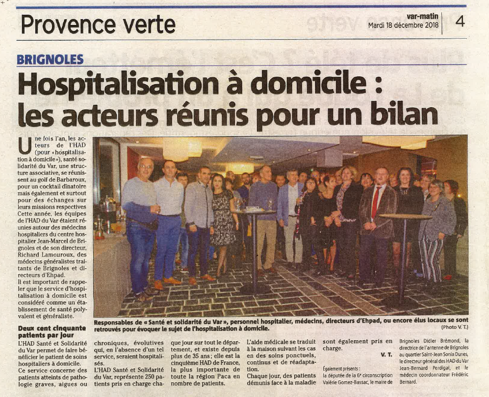 soins palliatifs a domicile Brignoles article